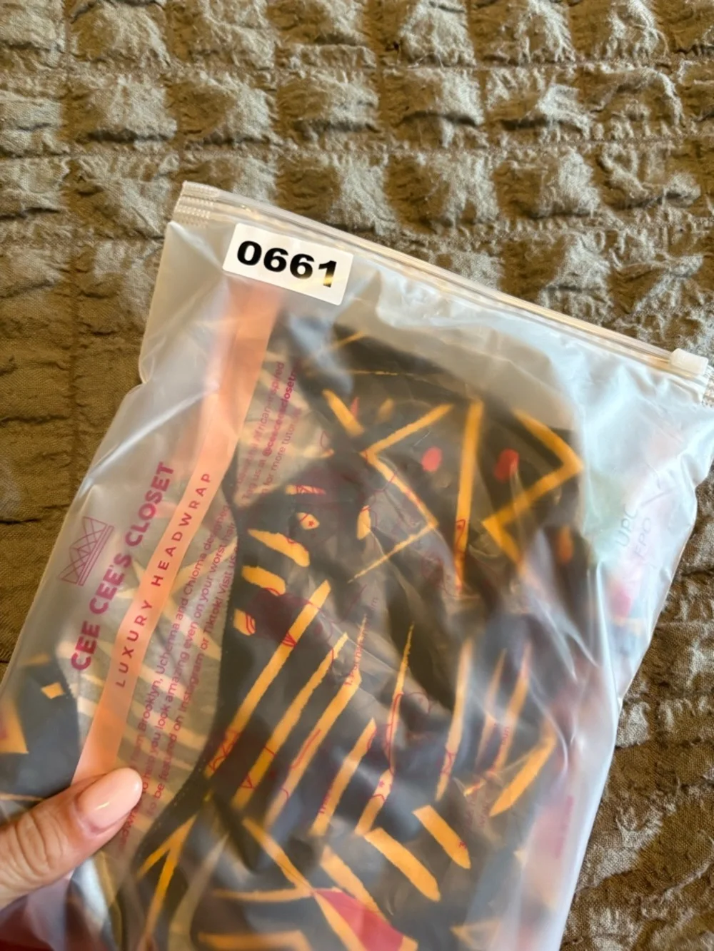 NWT Cee‎ Cee’s Closet Headwrap African Print Ankara Black Gold 18x72 Wrap (0661)